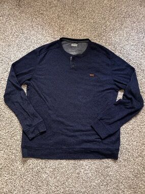 Vintage Y2K Levi's Logo Navy Button Pullover Henley Sweatshirt Jumper
